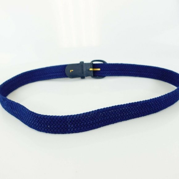 Belt Men's Leather Blue Braided‎ Cloth Fabric LARGE Formal Party D-Ring Buckle - Picture 9 of 11